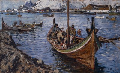 Vissersboten, Lofoten door Gunnar Berg