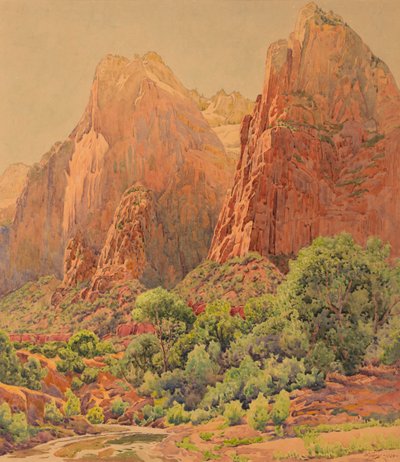 De patriarchen, Zion National Park, 1924 door Gunnar Widforss
