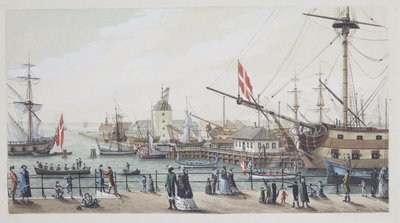 Deense oorlogsschepen en Zweedse sloep bij Toldboden in Kopenhagen door Gustaf Boberg