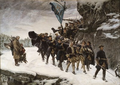 Het lichaam van koning Karel XII van Zweden naar huis brengen door Gustaf Cederström