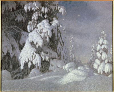 Winter Maanlicht door Gustaf Edolf Fjaestad