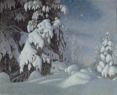 Wintermaanlicht, 1895 door Gustaf Fjaestad
