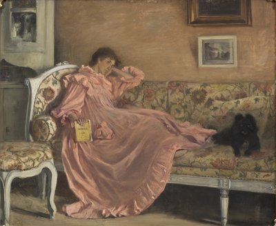 Carola zittend op de bank, 1899 door Gustaf Olaf Cederstrom