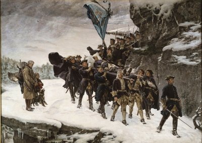 Het thuisbrengen van het lichaam van koning Karel XII van Zweden door Gustaf Olaf Cederstrom