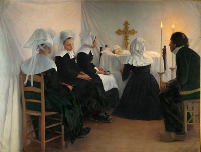 Het huis van rouw (schilderij op doek) door Gustaf Theodor Wallen