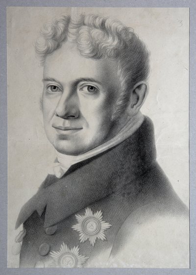 Portret van Prins Grigory Alexandrovich Stroganov 1770-1857, 1820s door Gustav Adolf Hippius