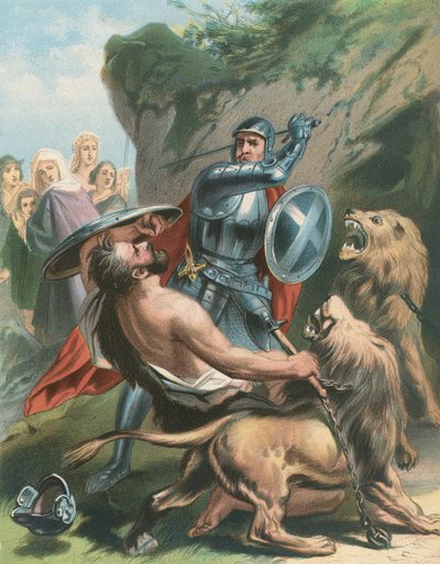 De strijd van Great-Heart met Reus Grim en de Leeuwen door Gustav Bartsch