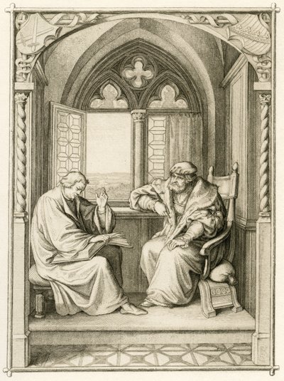 Luther leest voor aan keurvorst Johann de Standvastige (Jean I de Saxe) door Gustav Ferdinand Leopold Konig