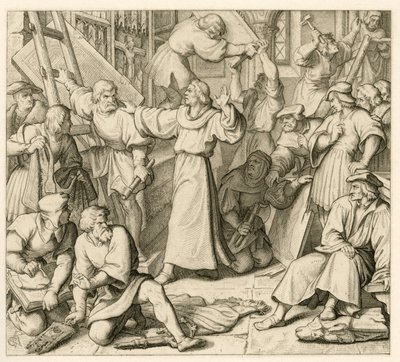 Maarten Luther tegen het iconoclasme door Gustav Ferdinand Leopold Konig