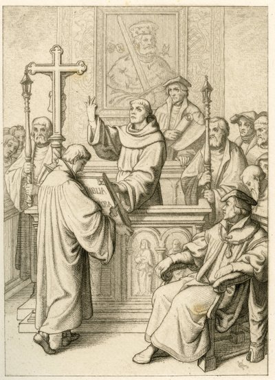 Maarten Luther promoveert tot doctor in de Heilige Schrift door Gustav Ferdinand Leopold Konig