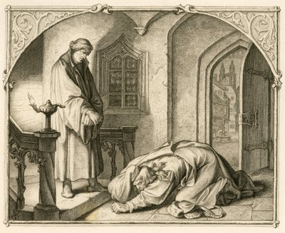 Maarten Luther samen met de rover Hans Kohlhase (1500-1540) door Gustav Ferdinand Leopold Konig