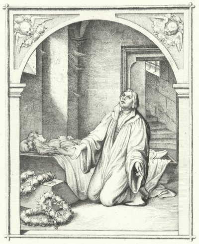 Martin Luther met het dode lichaam van zijn dochter Magdalena, 1542 door Gustav Ferdinand Leopold Konig