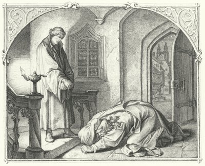 Maarten Luther met de koopman Hans Kohlhase door Gustav Ferdinand Leopold Konig