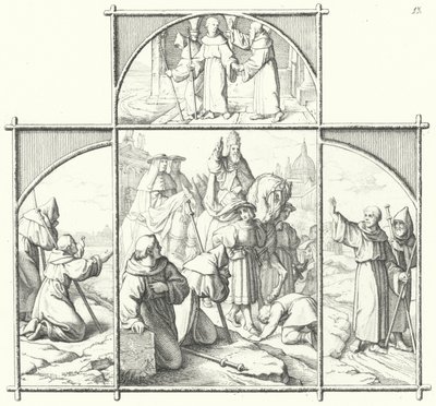 Maarten Luthers reis naar Rome (gravure) door Gustav Ferdinand Leopold Konig