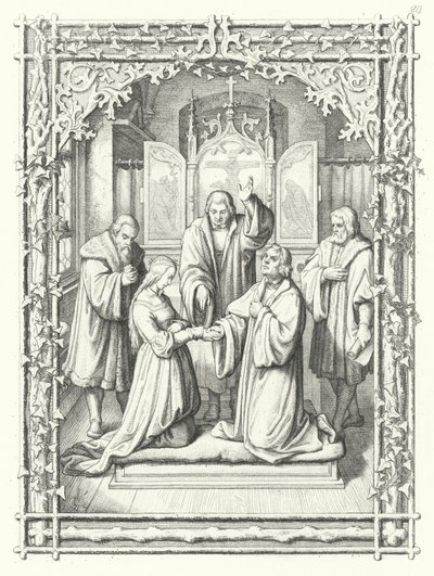 Het huwelijk van Maarten Luther met Katharina von Bora door Gustav Ferdinand Leopold Konig