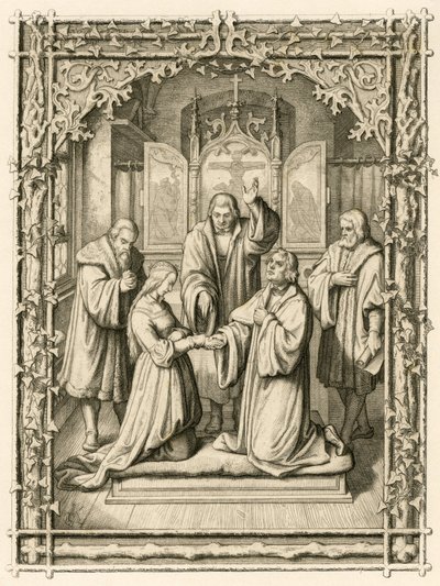 Het huwelijk van Maarten Luther en Katharina von Bora (Catherine de Bore) door Gustav Ferdinand Leopold Konig
