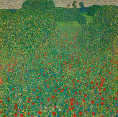 Een veld vol klaprozen door Gustav Klimt