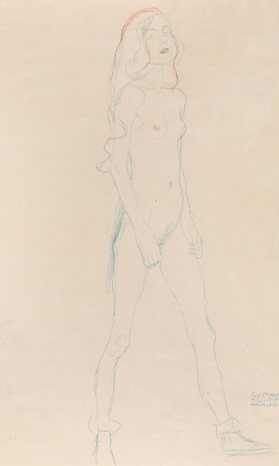Een naakt jong meisje, ca. 1917 door Gustav Klimt