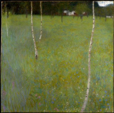 Boerenhuis met berken (Jonge berken) door Gustav Klimt