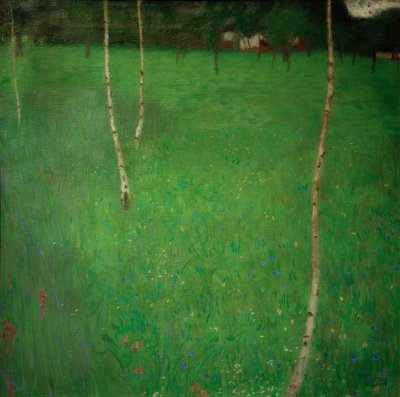 Boerenhuis met berken door Gustav Klimt