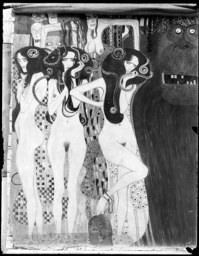 Beethoven fries: detail van "Die feindlichen Gewalten" door Gustav Klimt