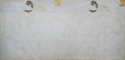 Beethovenfries: Het verlangen naar geluk - Paneel 2, linker lange wand door Gustav Klimt