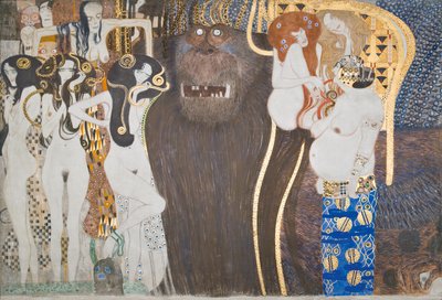 Beethovenfries: De vijandige krachten - Paneel 1, Voorwand door Gustav Klimt