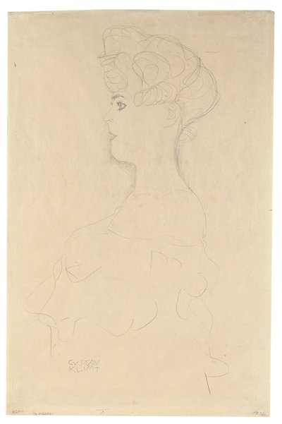 Borstprofiel Portret van Links, c.1904-05 door Gustav Klimt