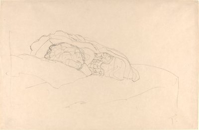 Opgerolde Meisje op Bed door Gustav Klimt