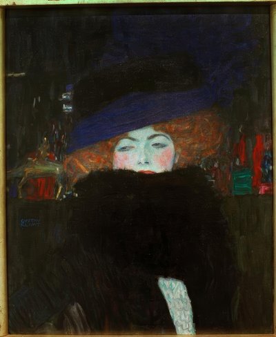 Dame met hoed en verenboa door Gustav Klimt