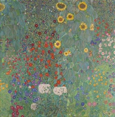 Boerderijtuin met zonnebloemen door Gustav Klimt
