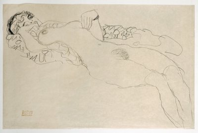 Vrouwelijk naakt linksaf door Gustav Klimt