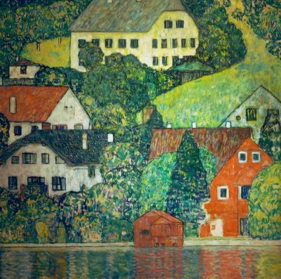 Huizen in Unterach am Attersee door Gustav Klimt