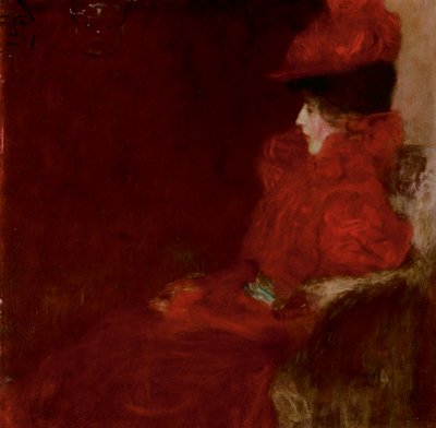 Klimt - DAME IM FAUTEUIL (VROUW IN EEN ARMCHAIR), 1897-98 door Gustav Klimt