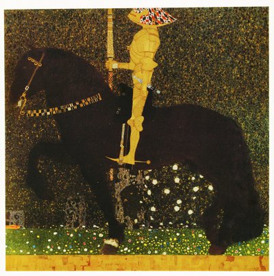 Het leven is een strijd of de gouden ridder door Gustav Klimt