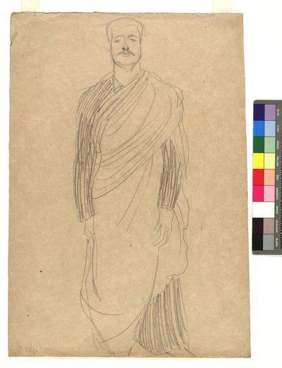 Man in gedrapeerd kostuum door Gustav Klimt