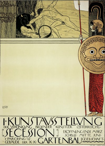 Poster voor de eerste kunsttentoonstelling van de Secession Art Movement, 1898 door Gustav Klimt