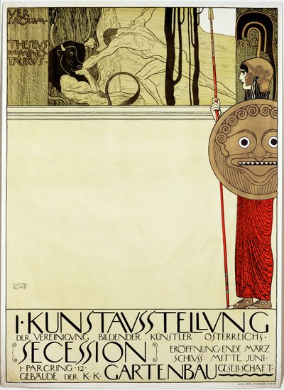 Affiche voor de eerste kunsttentoonstelling van de " Secession " kunstbeweging door Gustav Klimt
