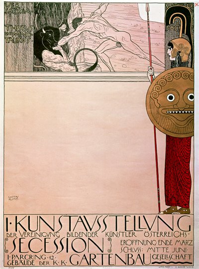 Poster voor de eerste tentoonstelling van de Secession (Theseus en Minotaurus) door Gustav Klimt