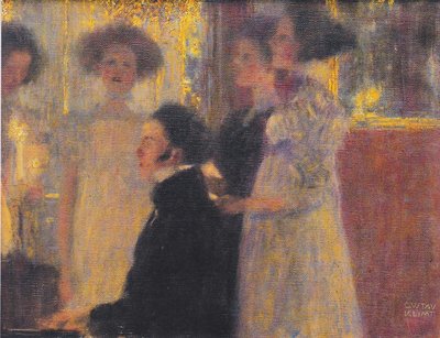 Schubert aan de piano I door Gustav Klimt