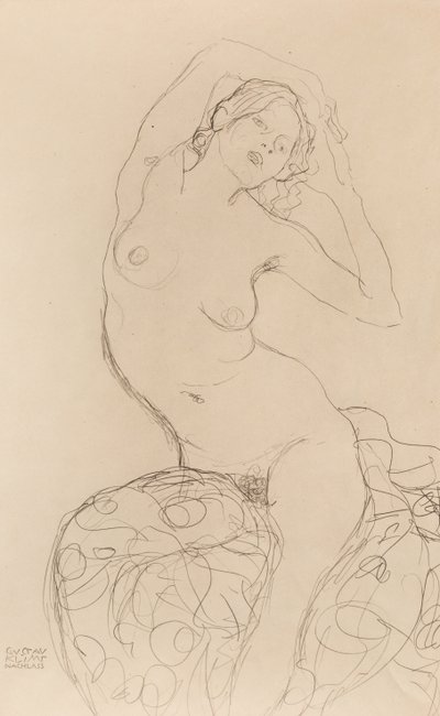Zittende Naakt, ca 1914-1916 door Gustav Klimt