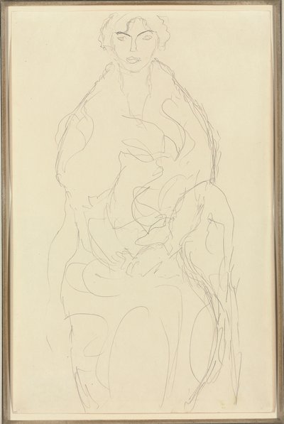 Zittende vrouw van voren, ca. 1917-18 door Gustav Klimt