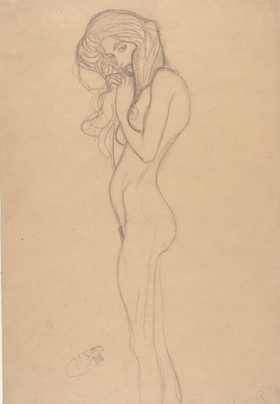 Staande Vrouwelijke Naaktstudie voor De Beethovenfries, 1901 door Gustav Klimt