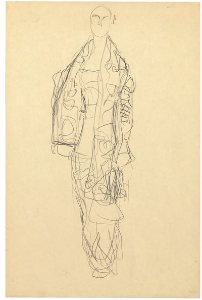 Staande dame met cape, ca. 1914-16 door Gustav Klimt
