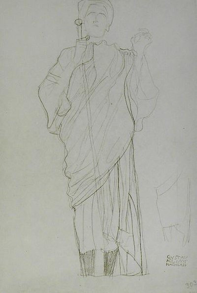 Staande vrouw met zwaard door Gustav Klimt