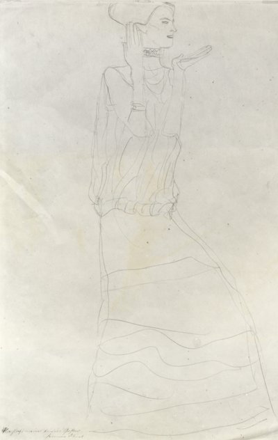 Staande vrouw met opgeheven handen door Gustav Klimt