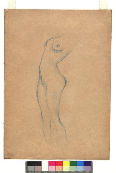 Studie zu einem stehenden weiblichen Akt nach links door Gustav Klimt