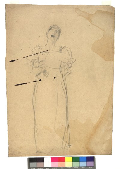 Studie zu einer stehenden Sängerin door Gustav Klimt