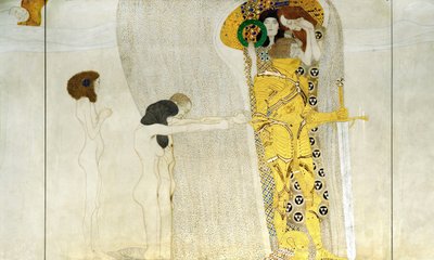 De Beethovenfries, detail: Ridder in glanzend harnas, 1902 door Gustav Klimt