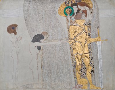 Het Verlangen naar Geluk, uit de Beethoven Frieze, 1902 door Gustav Klimt